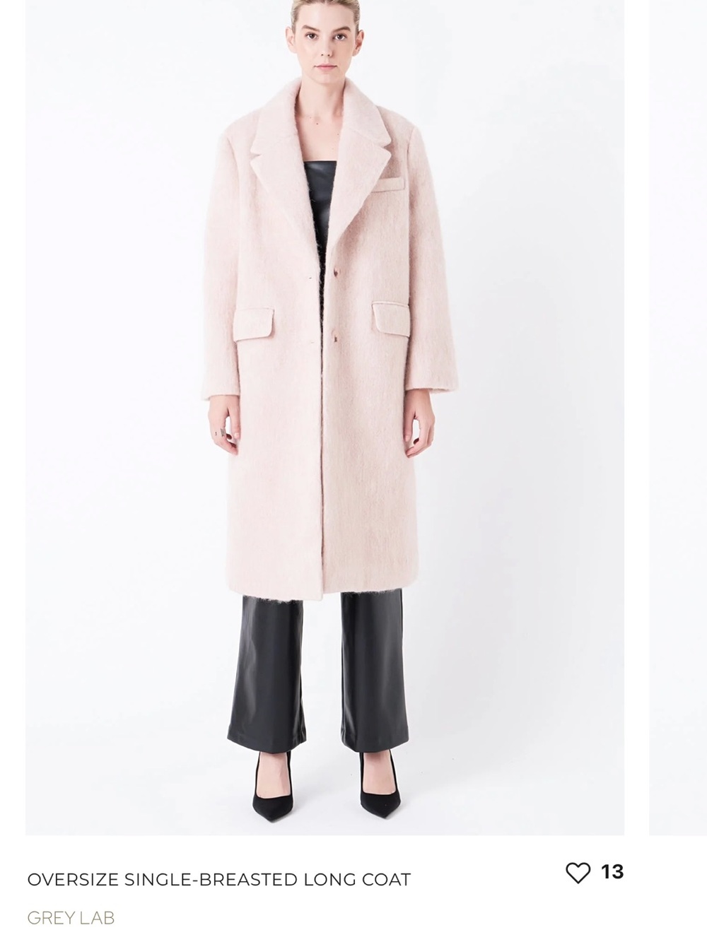 New unworn  GREY LAB Oversize Single-Breasted Long Coat - Blush